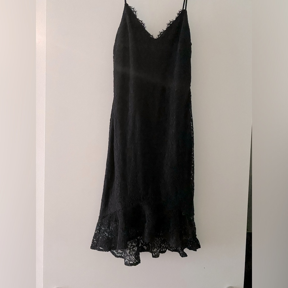 Express Lined Lace Fitted Dress (with bottom ruffle)